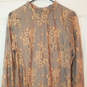 Allegra K Crochet Lace Ruffle Top Size M